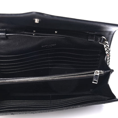 Saint Laurent Grain De Poudre Matelasse Chevron Monogram Chain Wallet Black 4 of 4
