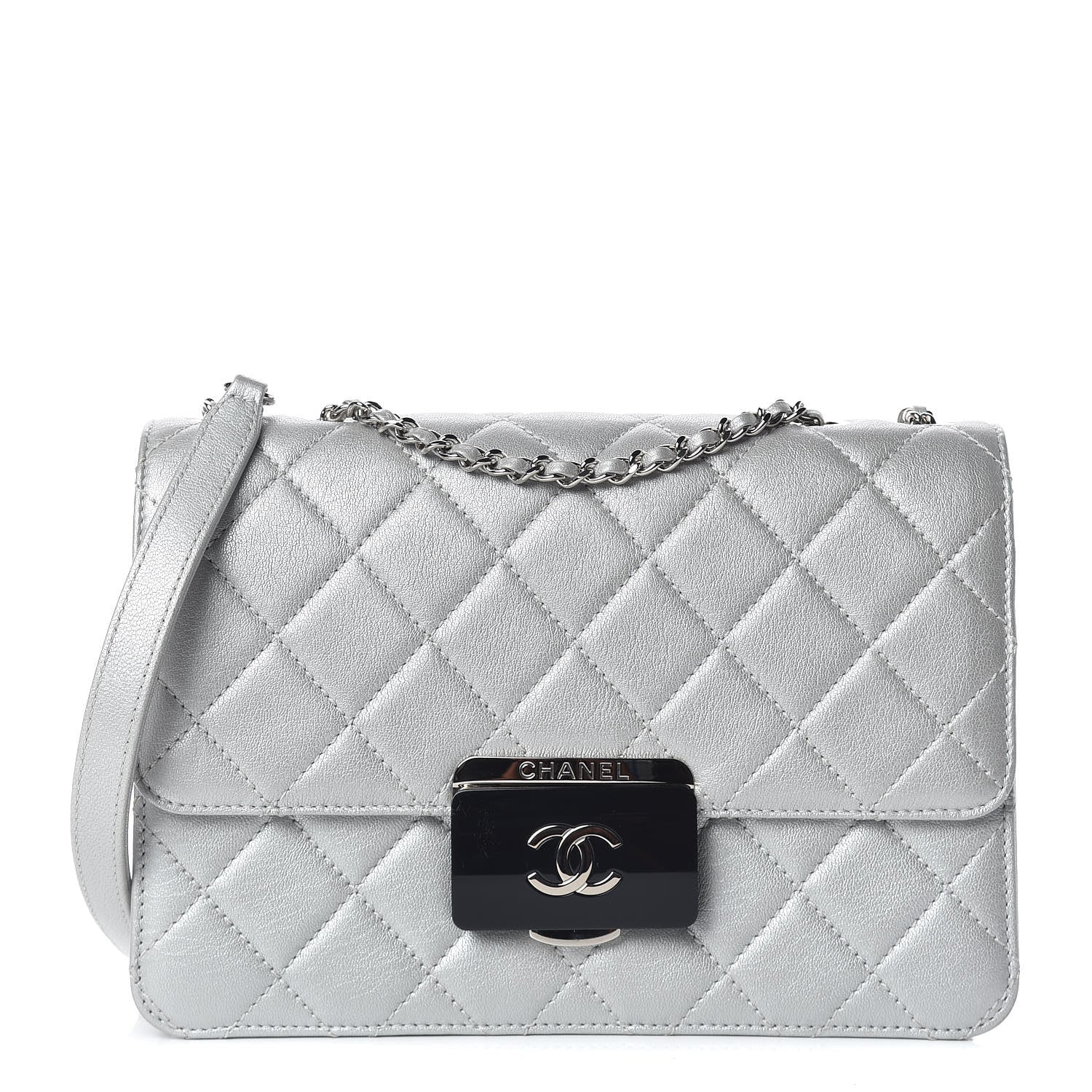Chanel Metallic Sheepskin Quilted Beauty Lock Flap Silver 1 of 14