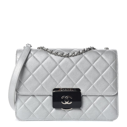 Chanel Metallic Sheepskin Quilted Beauty Lock Flap Silver 1 of 14