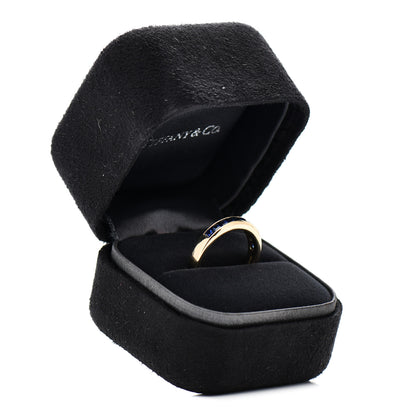 Tiffany 18K Yellow Gold Blue Sapphire 4mm Band Ring 51 5.75 7 of 7