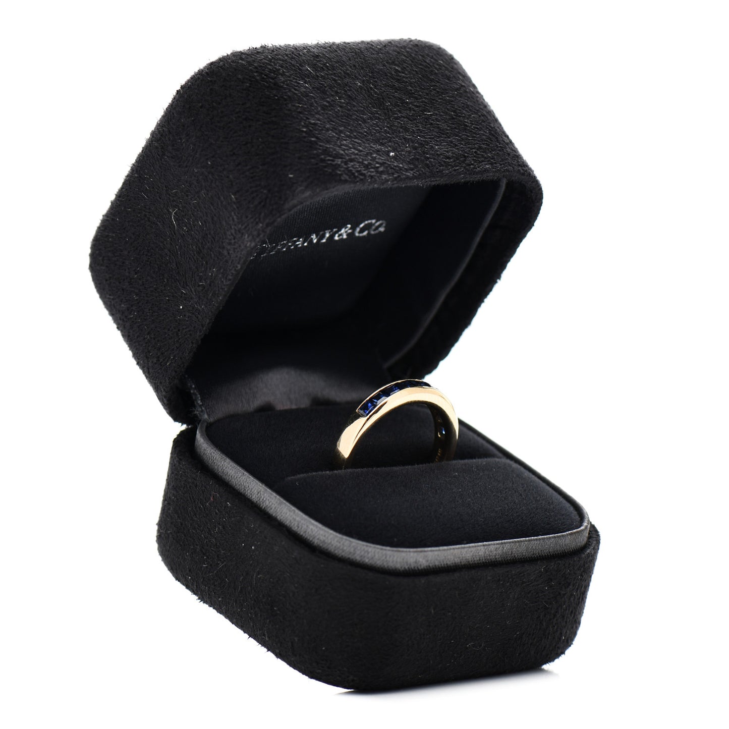 18K Yellow Gold Blue Sapphire 4mm Band Ring 51 5.75
