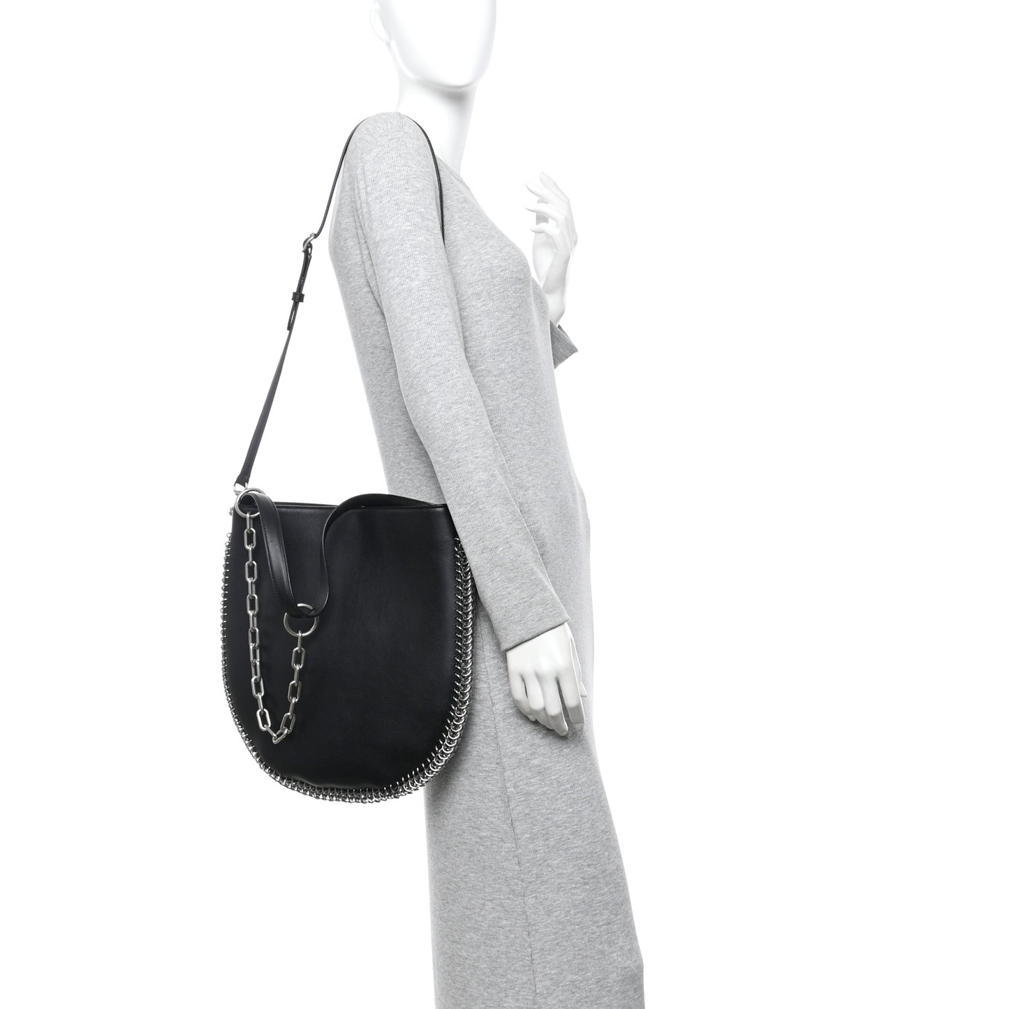 Calfskin Chain Around Roxy Hobo Black