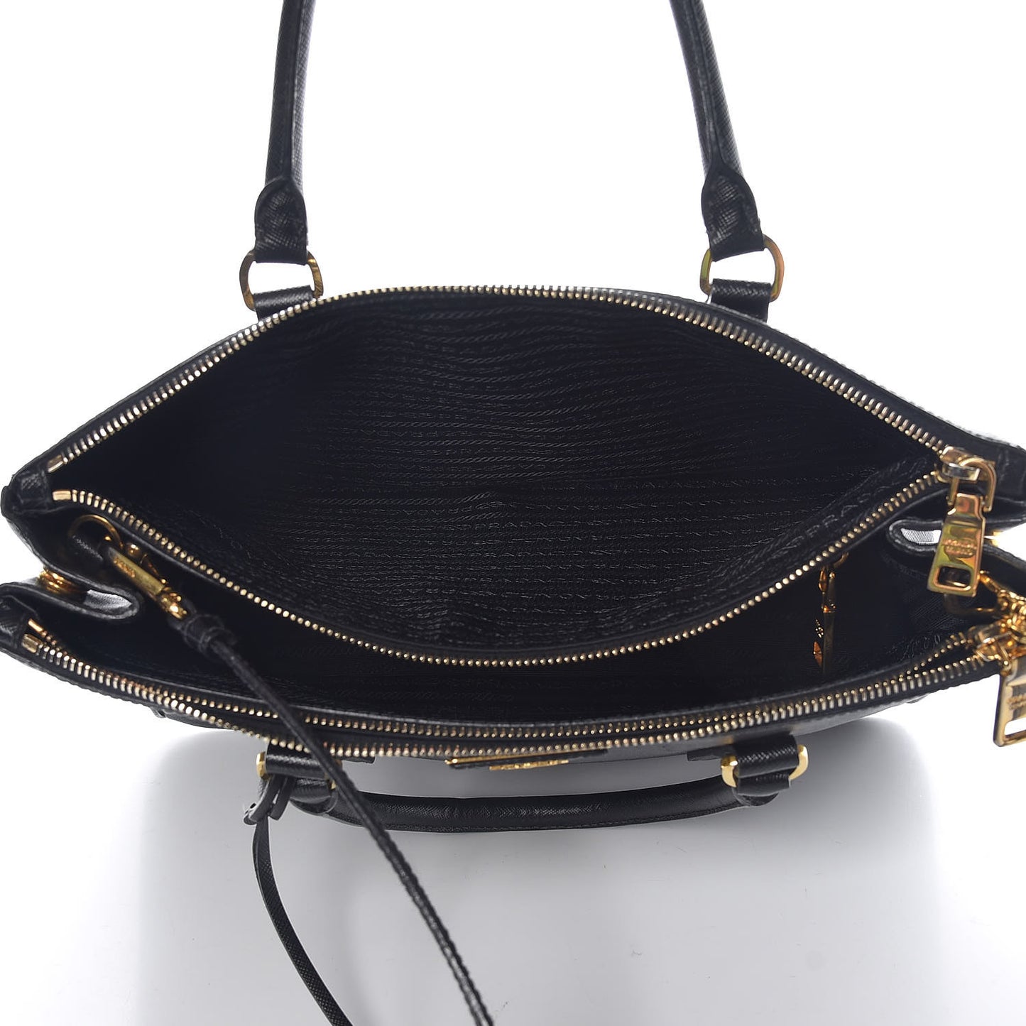 Saffiano Medium Galleria Double Zip Tote Black