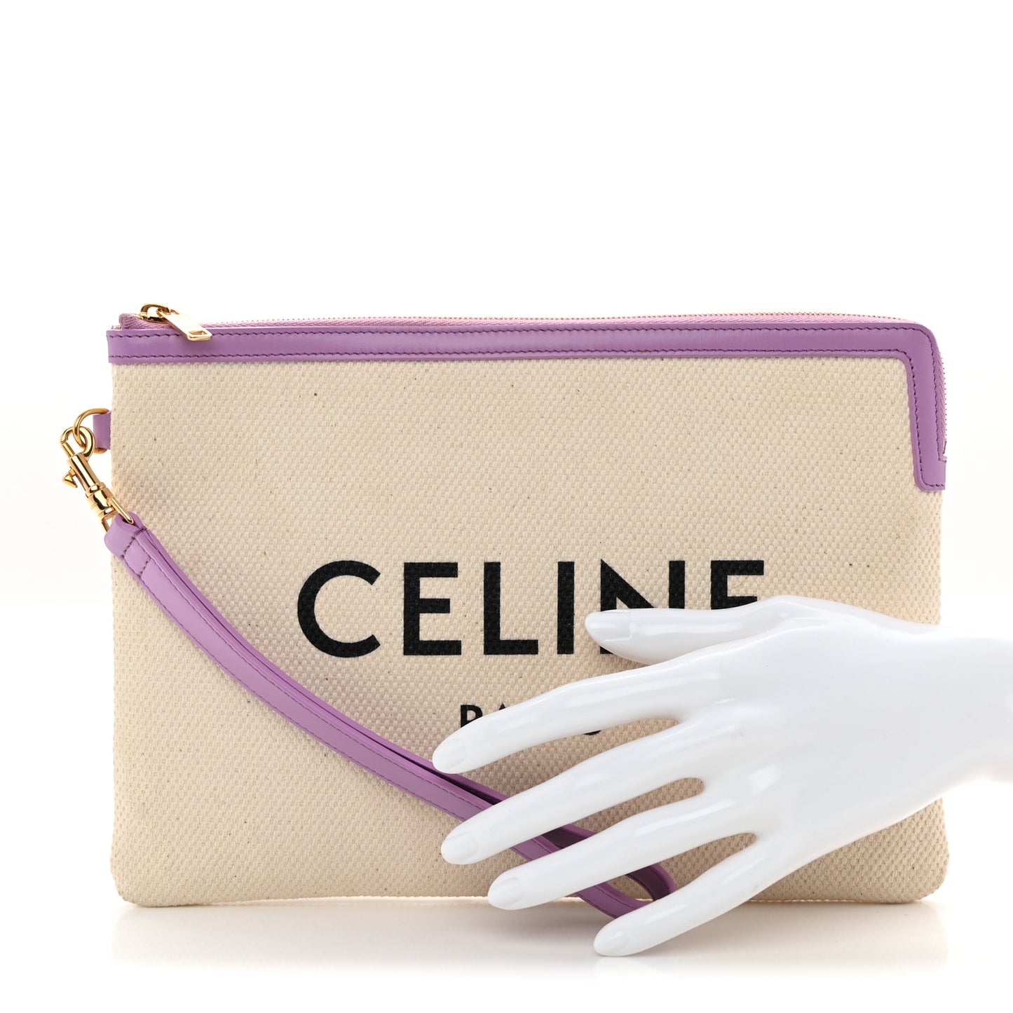 Jacquard Calfskin Small Pouch Beige Purple