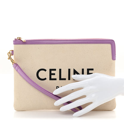 Celine Jacquard Calfskin Small Pouch Beige Purple 2 of 7