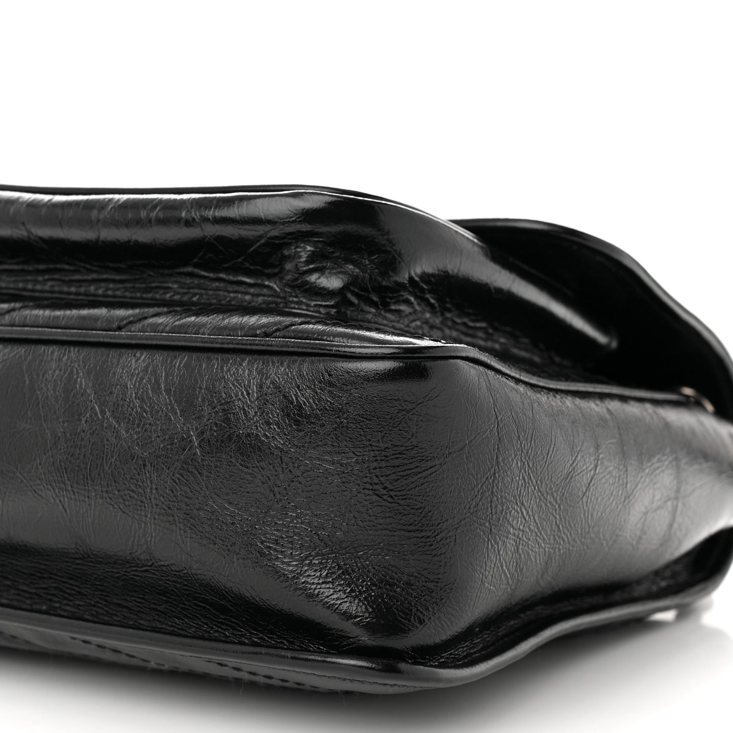Crinkled Calfskin Matelasse Monogram Large Niki Chain Satchel Black