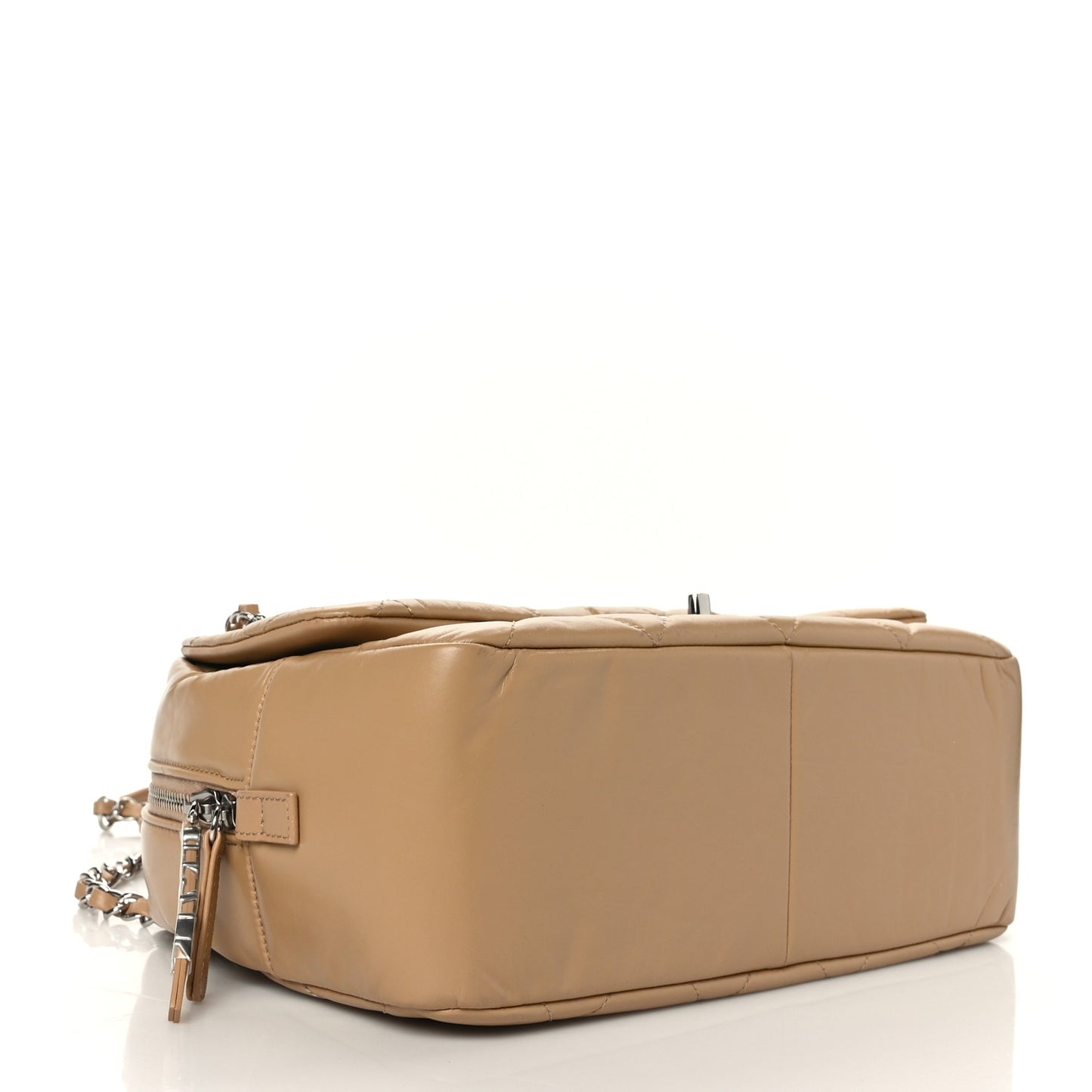 Aged Calfskin Quilted Small Express Bowling Bag Beige