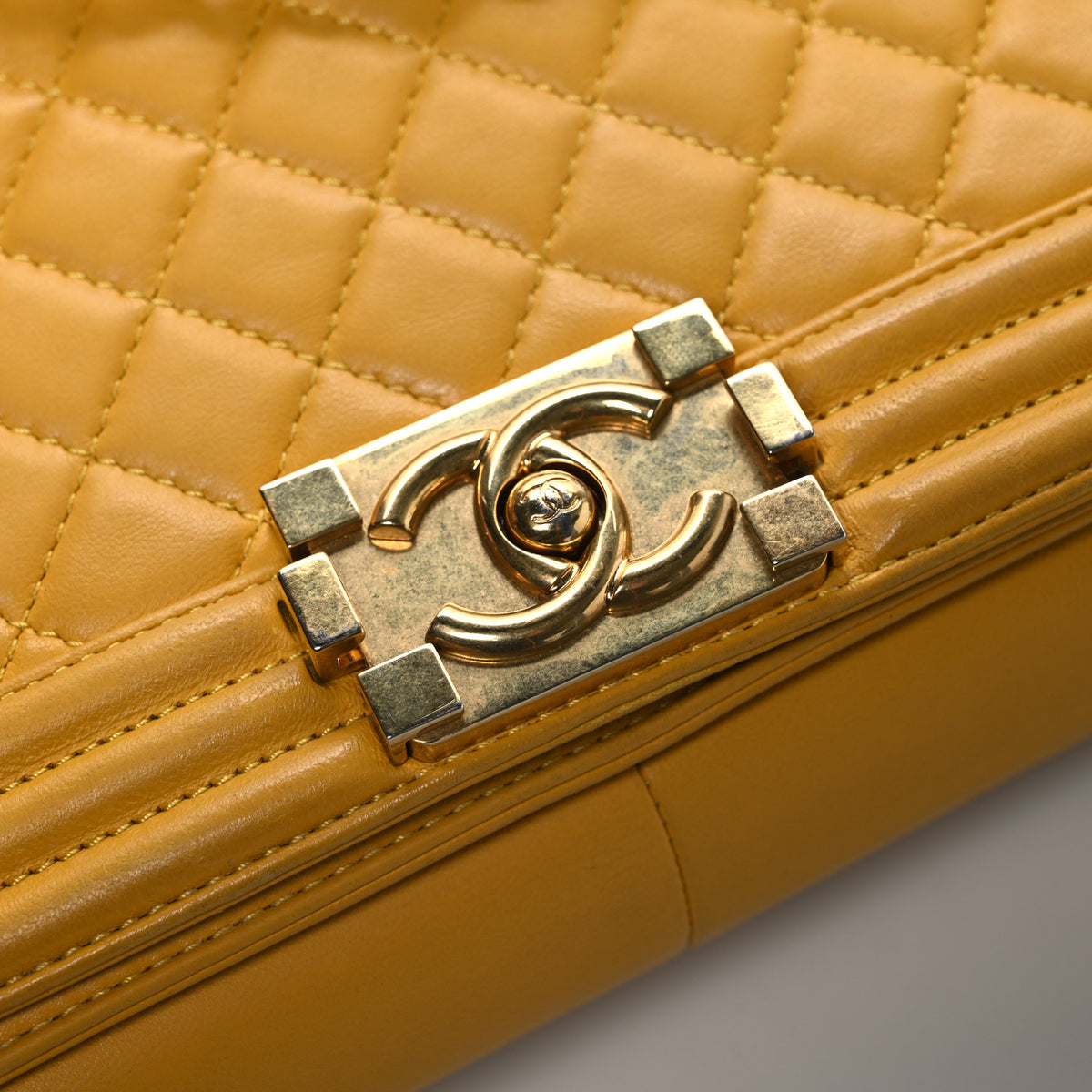 Chanel Lambskin Quilted New Medium Boy Flap Yellow 11 of 12