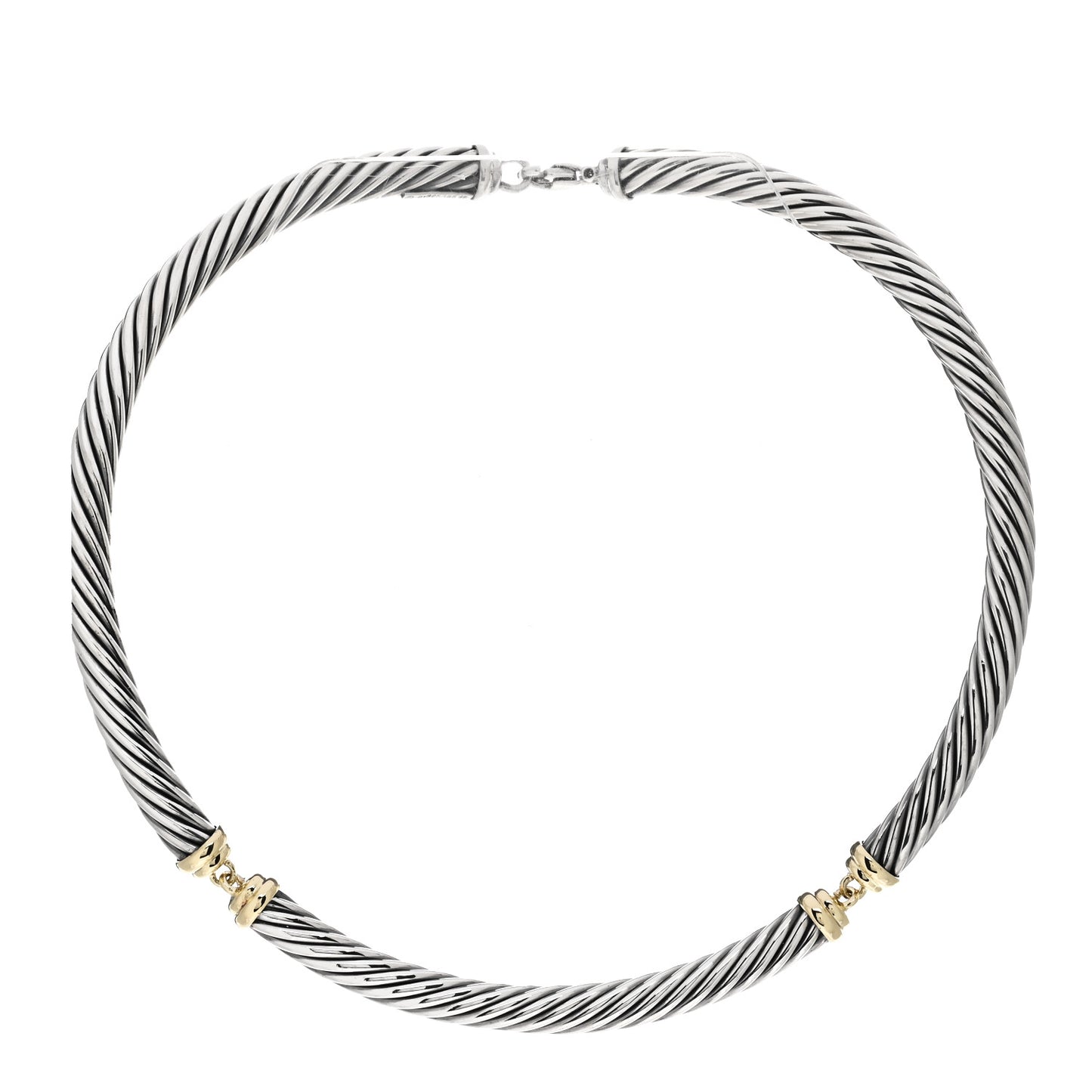 Sterling Silver 14K Yellow Gold Cable Metro Collar Necklace