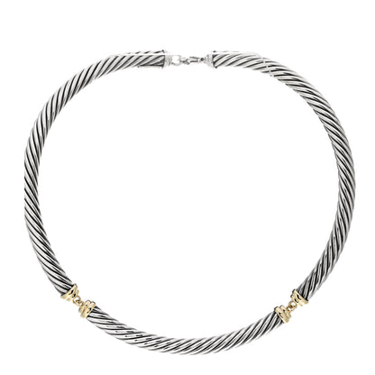David Yurman Sterling Silver 14K Yellow Gold Cable Metro Collar Necklace 1 of 3
