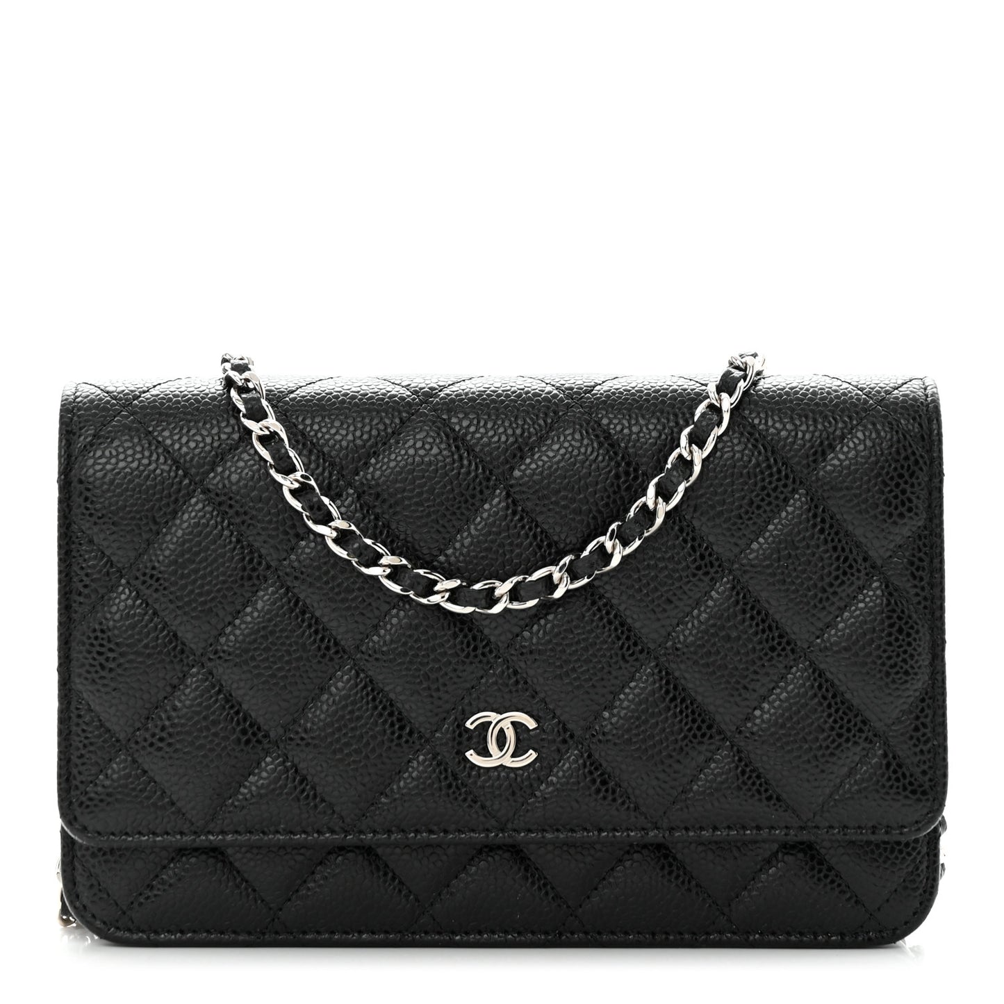 Caviar Quilted Wallet on Chain WOC Black