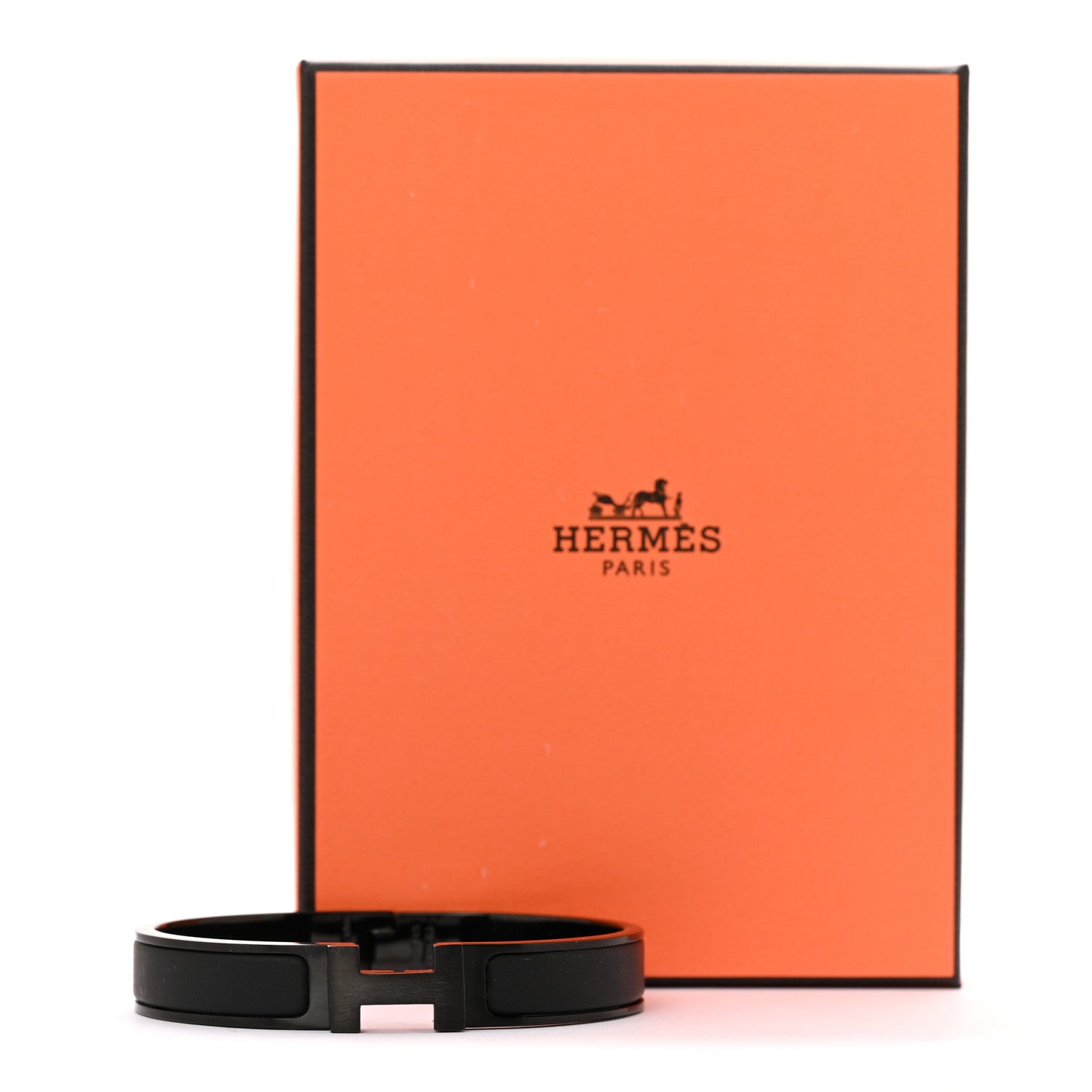 Hermes Matte Enamel Narrow Clic Clac HH Bracelet T4 So Black
