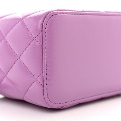 Chanel Lambskin Quilted Pearl Crush Small Vanity Case With Chain Purple 9 of 11