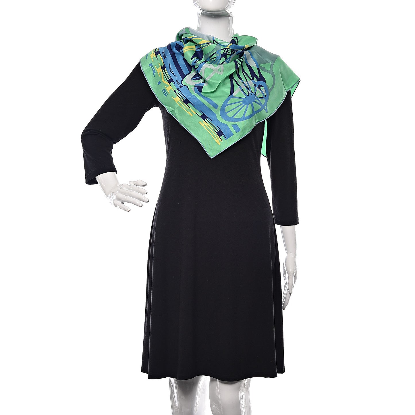 Silk Caleche Elastique Scarf 70 Vert Vif Bleu Jaune