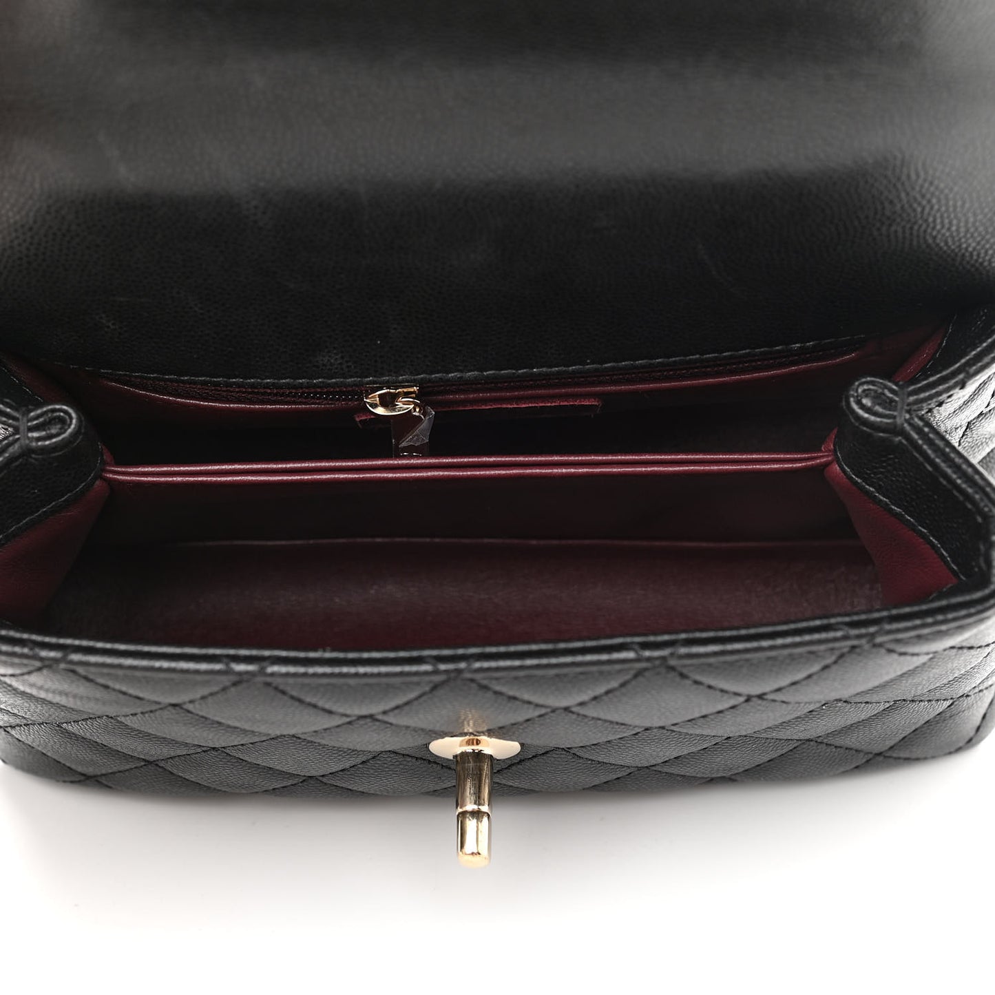Caviar Quilted Mini Coco Handle Flap Black