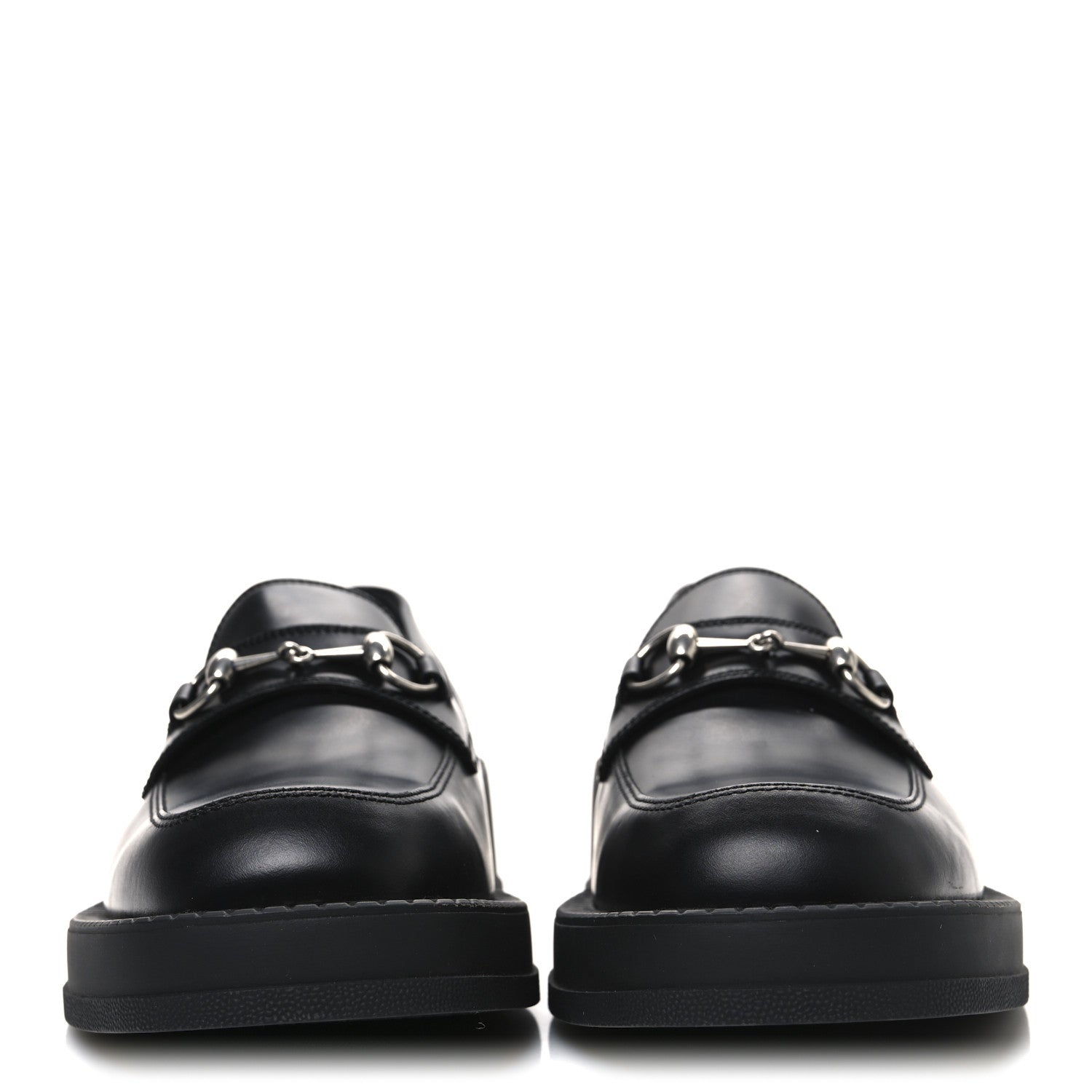 Gucci Calfskin Horsebit Mens Chunky Loafers 10.5 Black 3 of 10