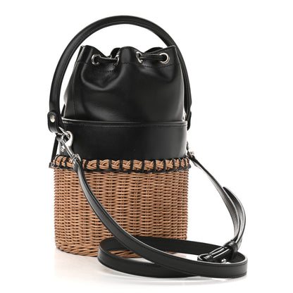 Saint Laurent Calfskin Wicker Small Bahia Bucket Bag Black 3 of 10