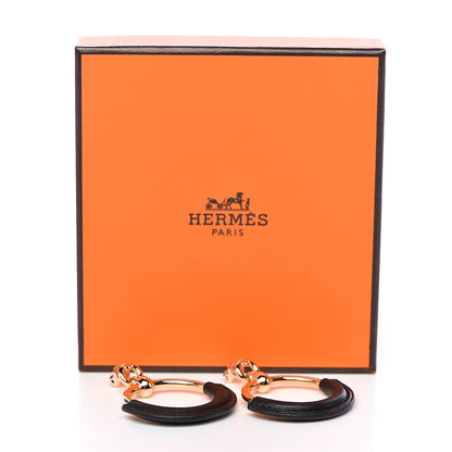 Hermes Swift Loop Earrings Rose Gold Black 5 of 5