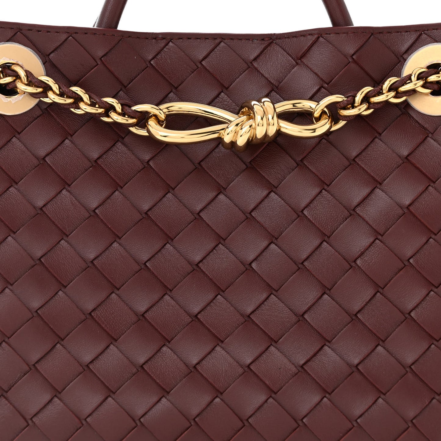 Nappa Intrecciato Small Andiamo With Chain Shoulder Bag Madder Brown