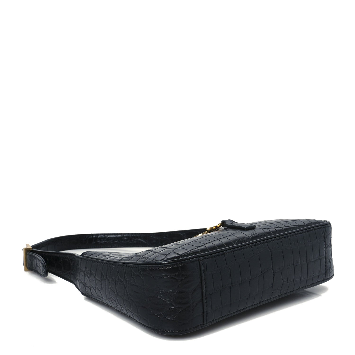 Saint Laurent Calfskin Crocodile Embossed LE 5 A 7 Hobo Black 4 of 10