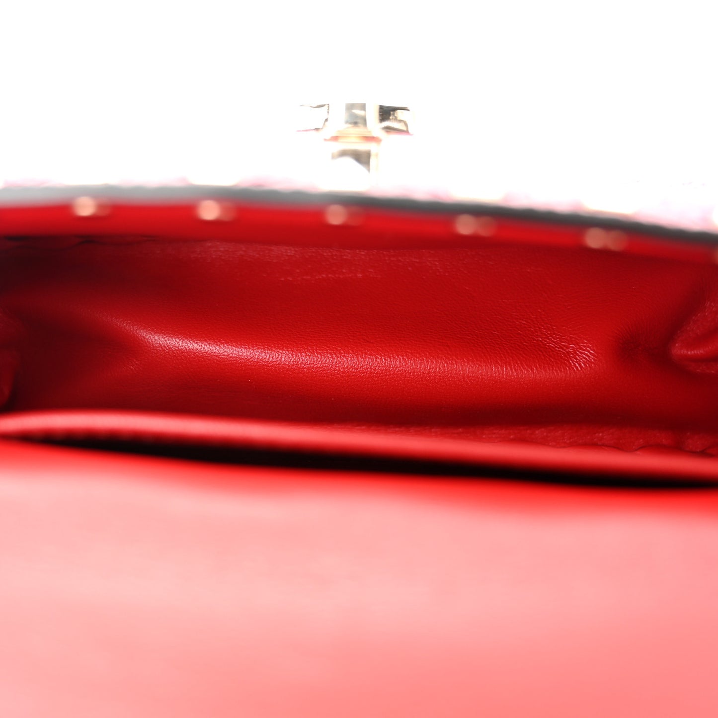 Grained Calfskin Small Rockstud Spike Shoulder Bag Berry Pink