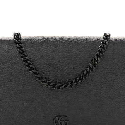 Gucci Dollar Calfskin Enamel Monochrome Mini GG Marmont Chain Wallet Black 7 of 9