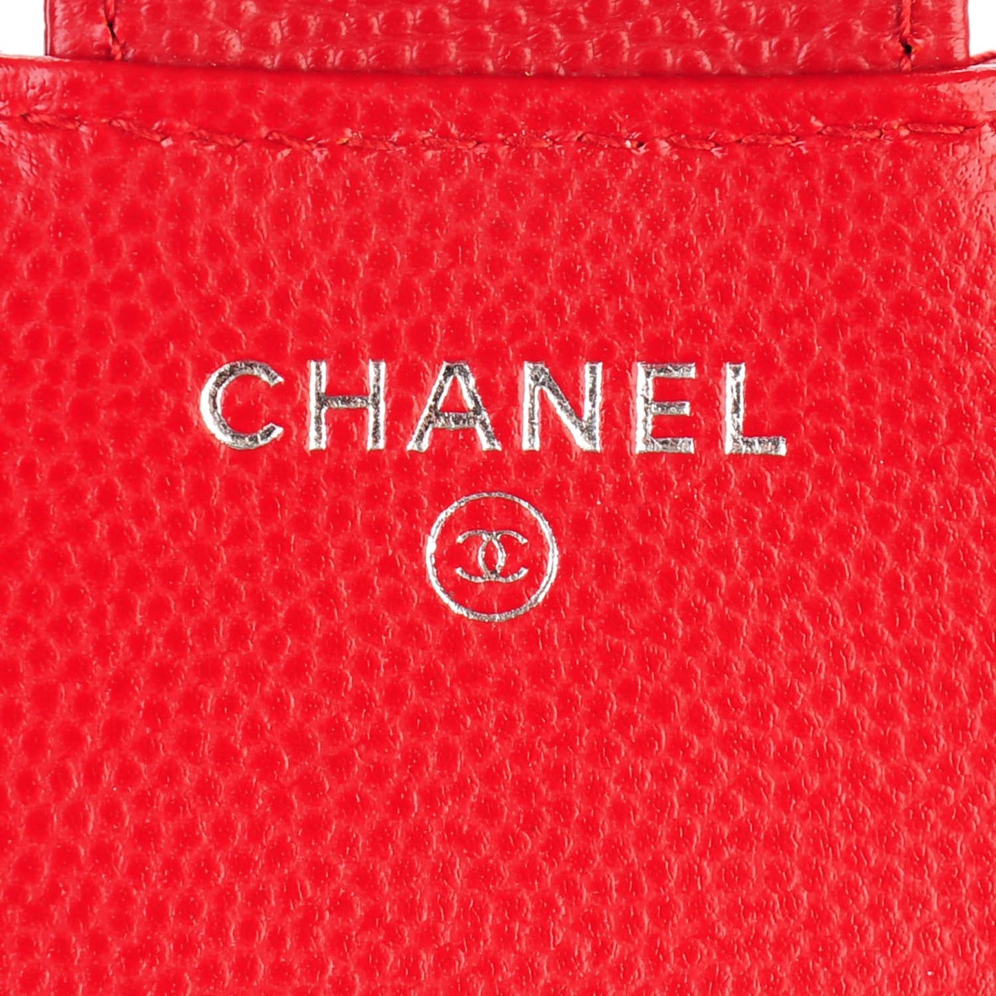 Caviar Chevron Quilted Compact Flap Wallet Dark Red