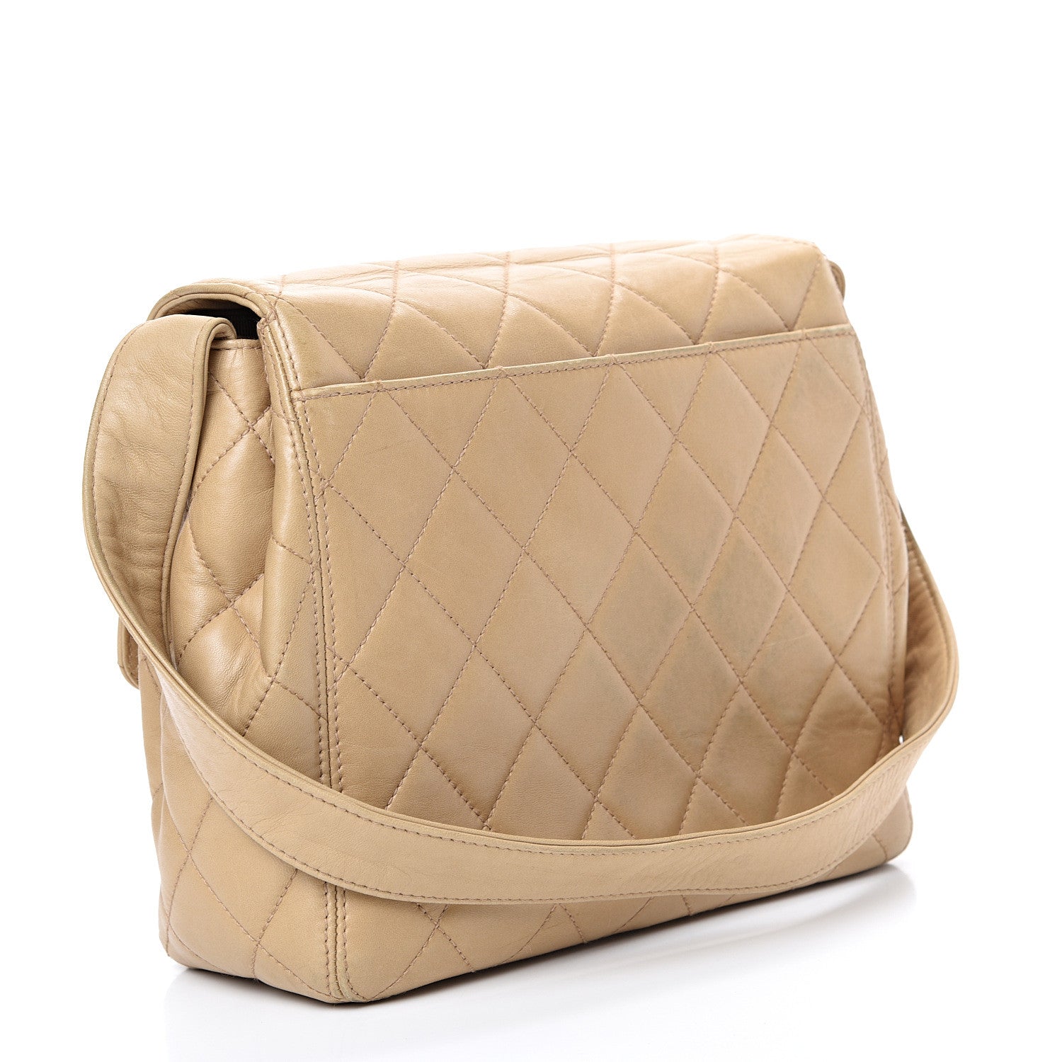 Chanel Lambskin Quilted Flap Shoulder Bag Beige 2 of 14