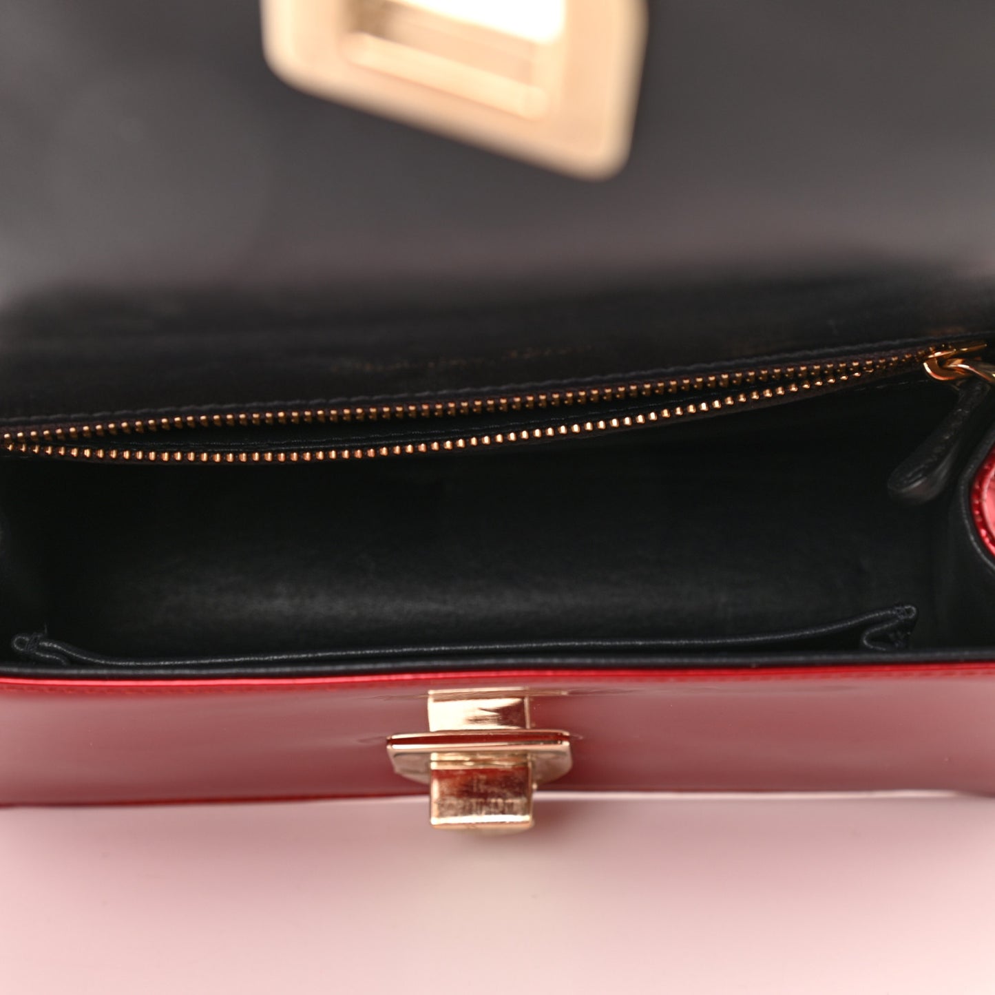 Metallic Patent Micro-Cannage Small Diorama Flap Bag Red