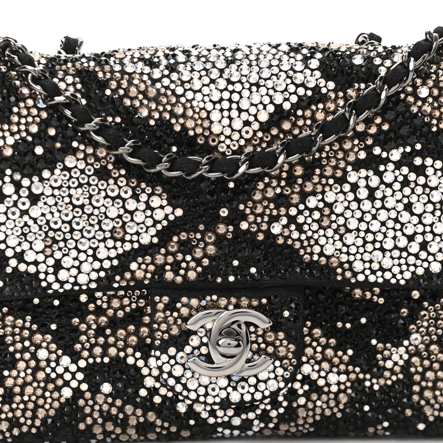 Chanel Suede Crystal Mini Rectangular Flap Grey Black Multicolor 8 of 11