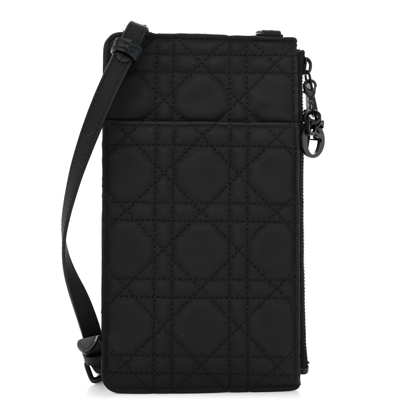 Ultra Matte Calfskin Lady Dior Long Wallet With Strap Black