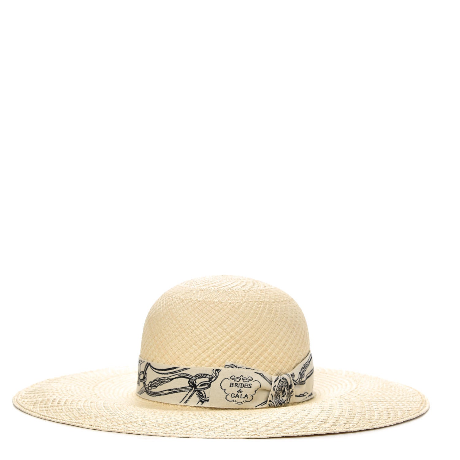 Hermes Straw Brides De Gala Panama Hat 57 Naturel Ecru Black 2 of 4