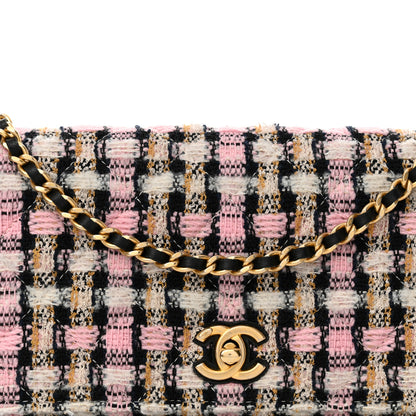 Chanel Tweed Quilted CC Pearl Crush Wallet On Chain WOC Pink Multicolor 9 of 12