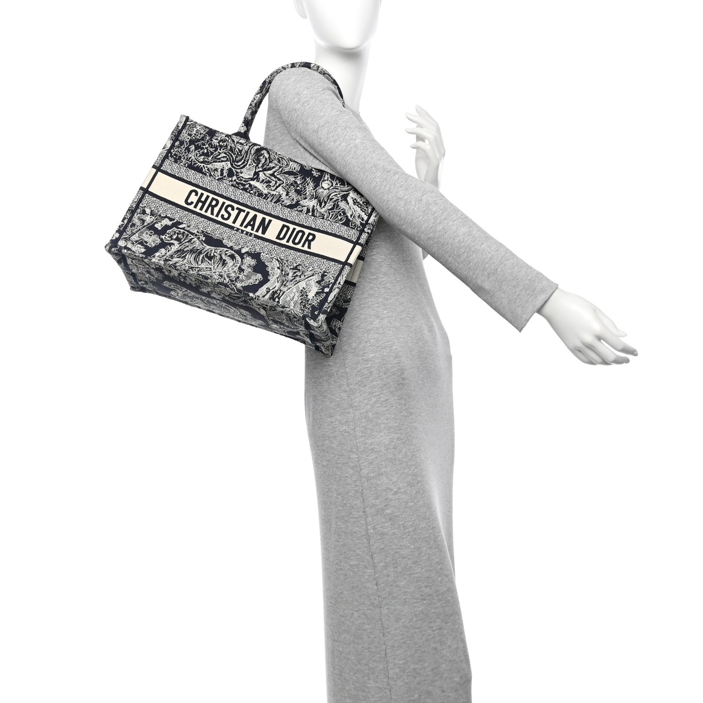 Canvas Embroidered Medium Dioriviera Toile De Jouy Reverse Book Tote Blue