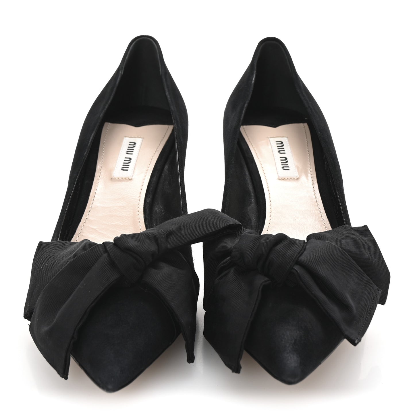 Suede Grossgrain Bow Kitten Heel Pump 39.5 Black