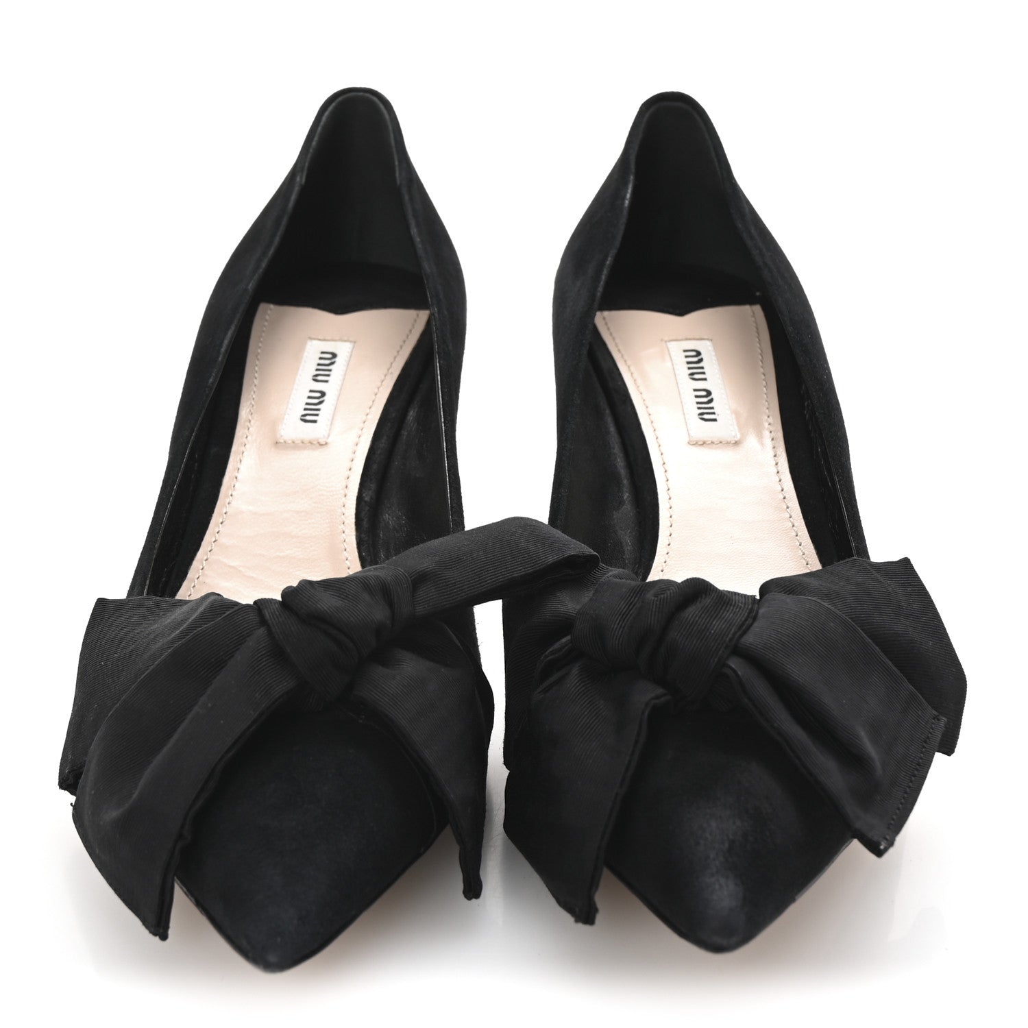 Miu Miu Suede Grossgrain Bow Kitten Heel Pump 39.5 Black 3 of 8
