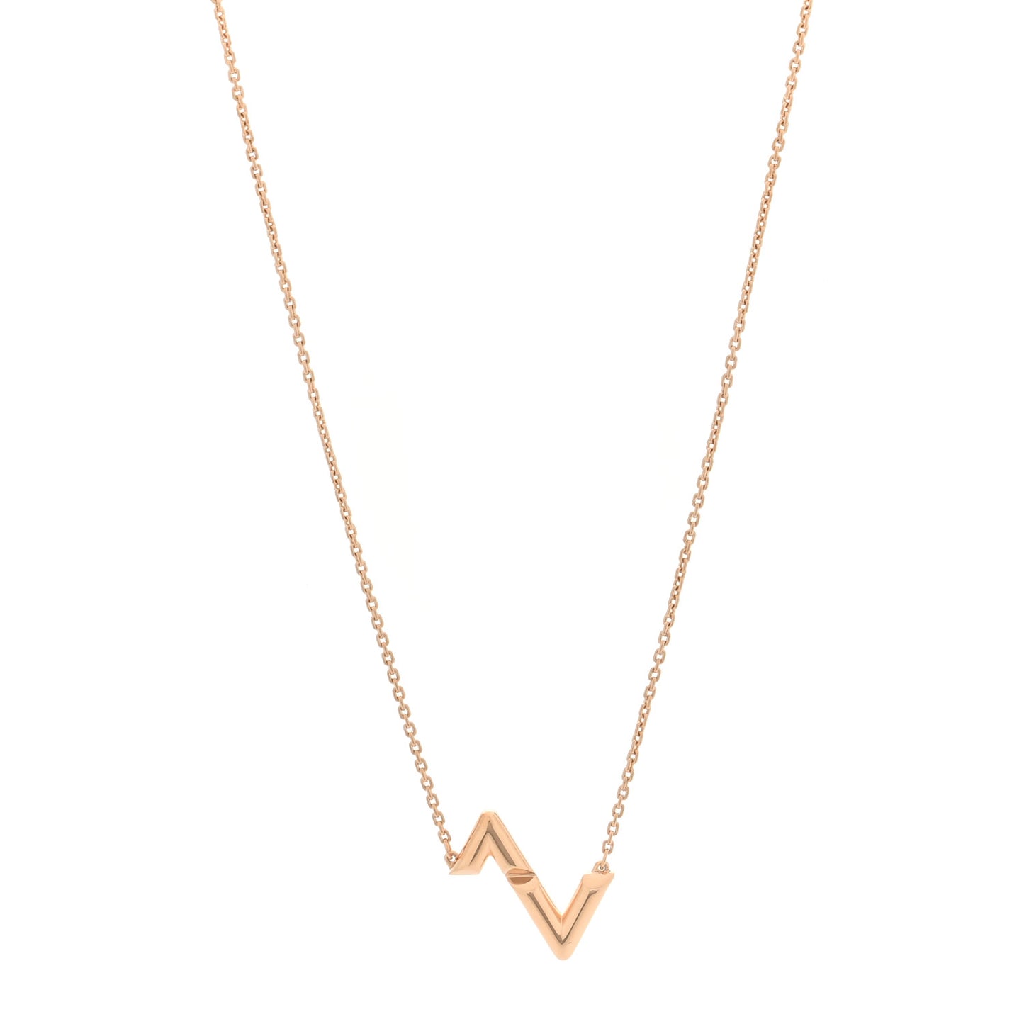 18K Yellow Gold LV Volt Upside Down Pendant Necklace