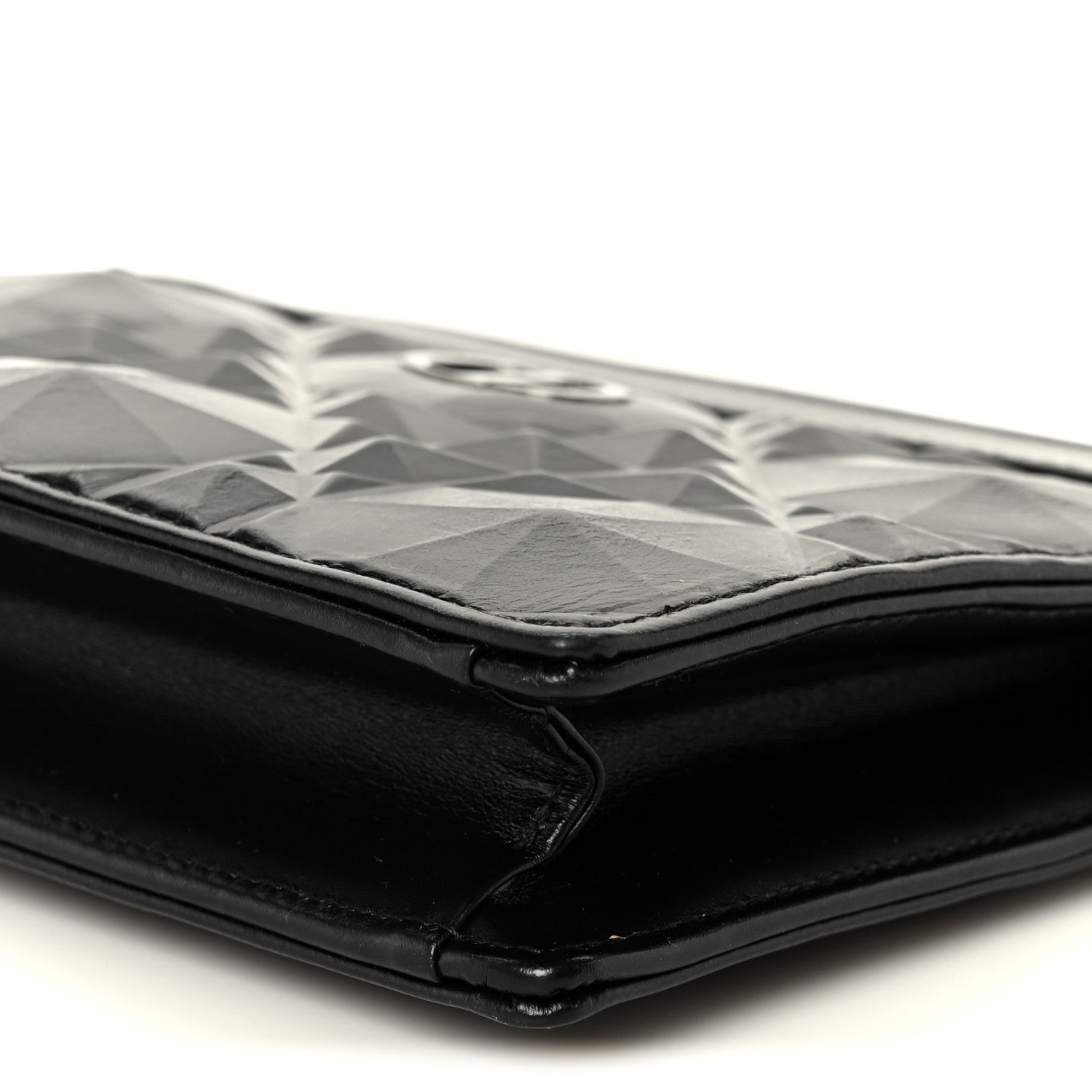 Christian Dior Calfskin Macrocannage Diamond Caro Zipped Pouch With Chain Black 10 of 11