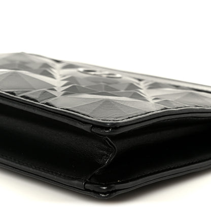 Christian Dior Calfskin Macrocannage Diamond Caro Zipped Pouch With Chain Black 10 of 11