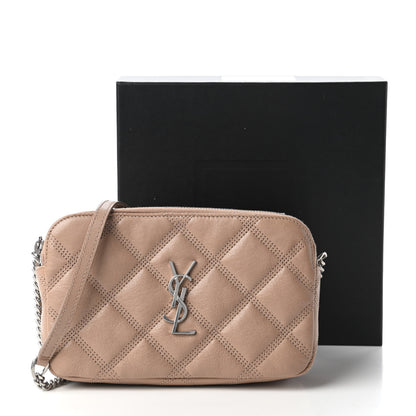 Saint Laurent Grained Lambskin Quilted Mini Becky Double Zip Bag Dark Beige 11 of 11
