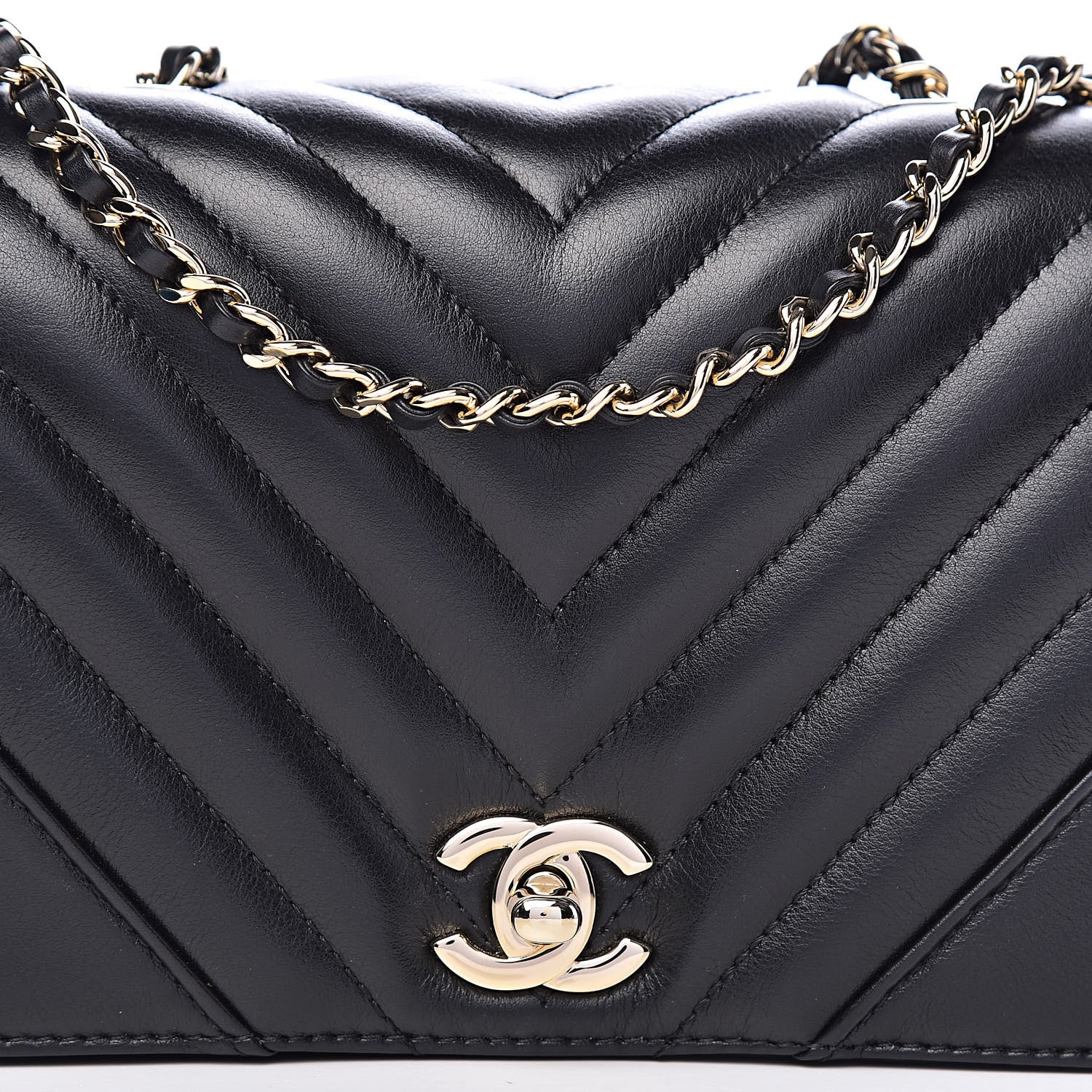 Chanel Calfskin Chevron Quilted Small Statement Flap Black 11 of 12
