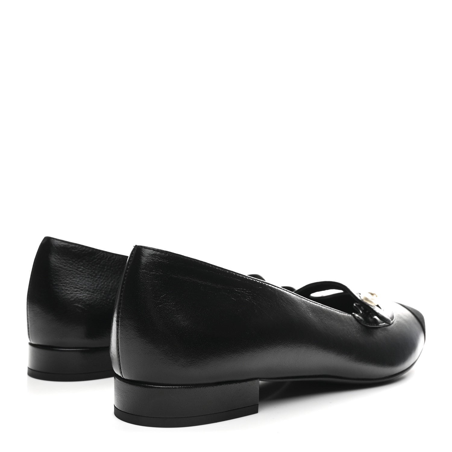 Chanel Shiny Lambskin Grosgrain Pearl Mary Jane Flats 40 Black 5 of 10