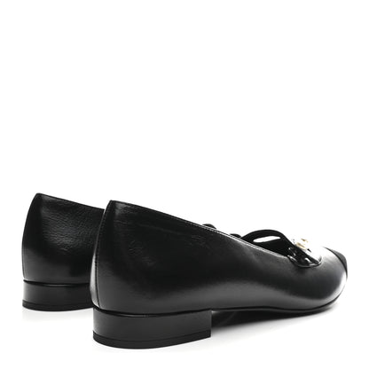 Chanel Shiny Lambskin Grosgrain Pearl Mary Jane Flats 40 Black 5 of 10