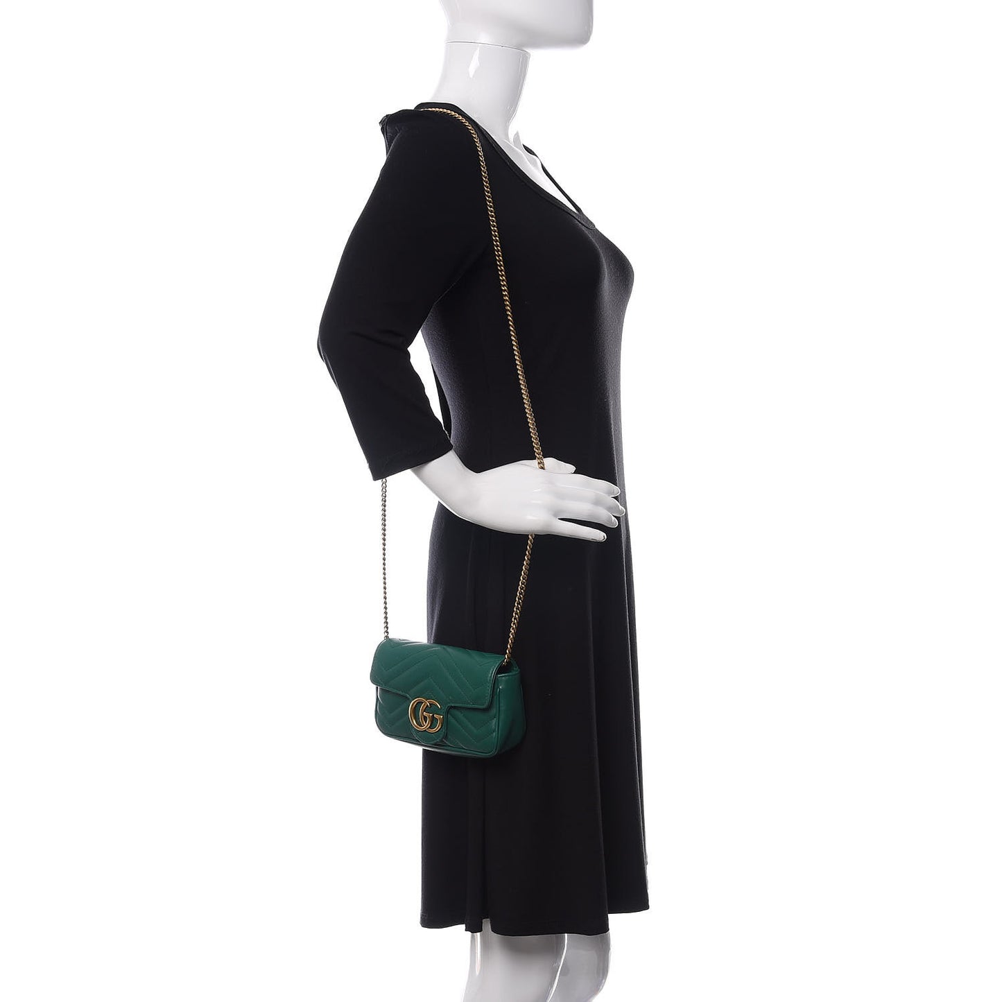 Calfskin Matelasse Super Mini GG Marmont Shoulder Bag Emerald Green