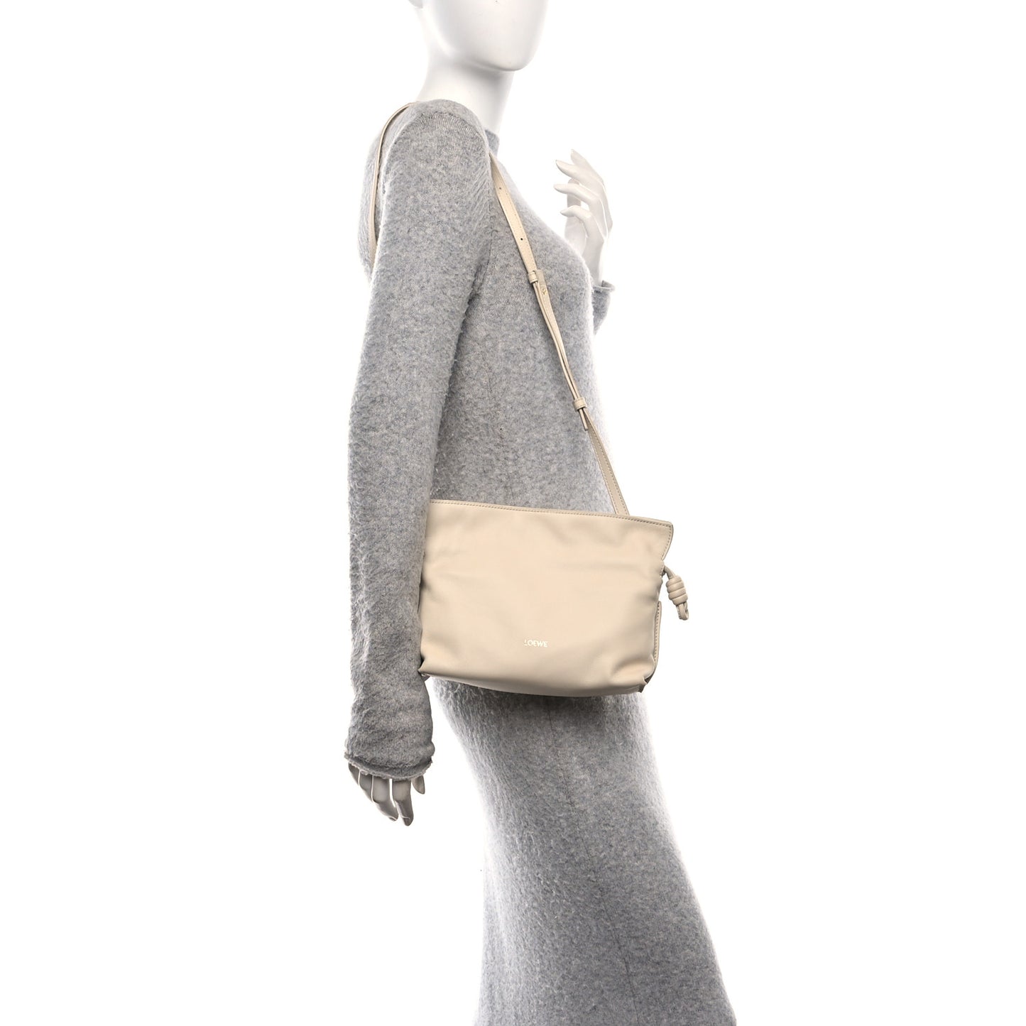 Calfskin Mini Flamenco Knot Clutch Angora
