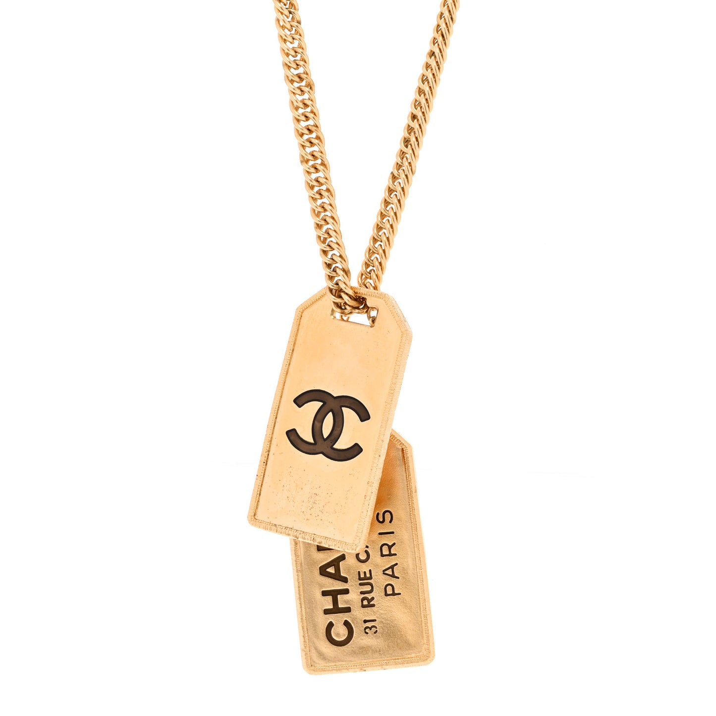 ID Dog Tag Charm Necklace Gold