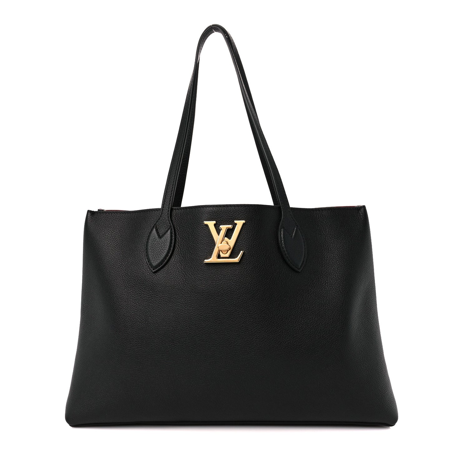 Grained Calfskin Lockme Shopper Black