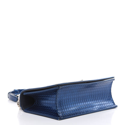 Christian Dior Metallic Patent Micro-Cannage Medium Diorama Flap Bag Blue 6 of 17