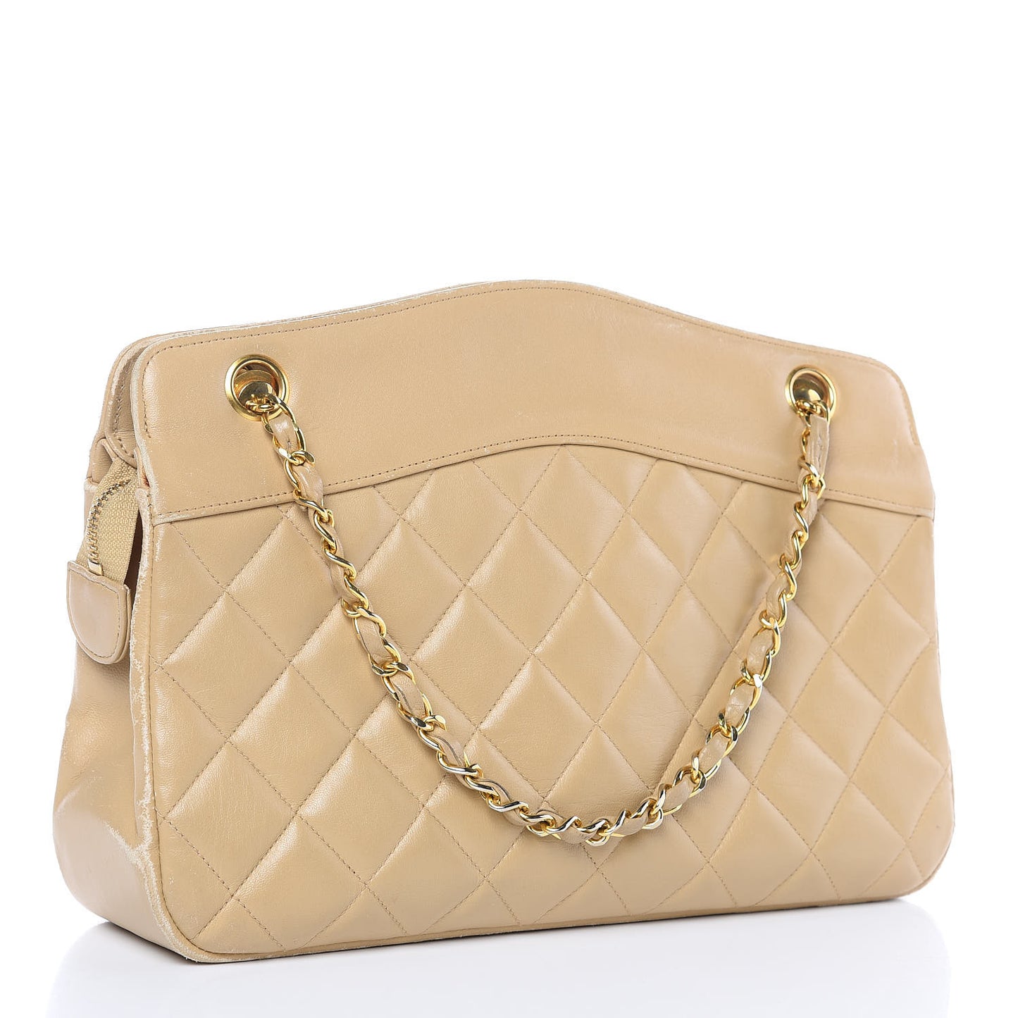 Lambskin Quilted Shoulder Bag Beige