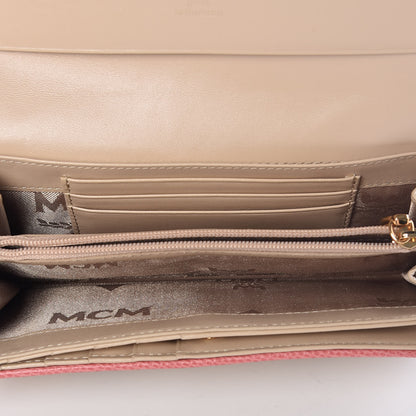 MCM Visetos Lizard Continental Flap Wallet Pink Beige 5 of 10